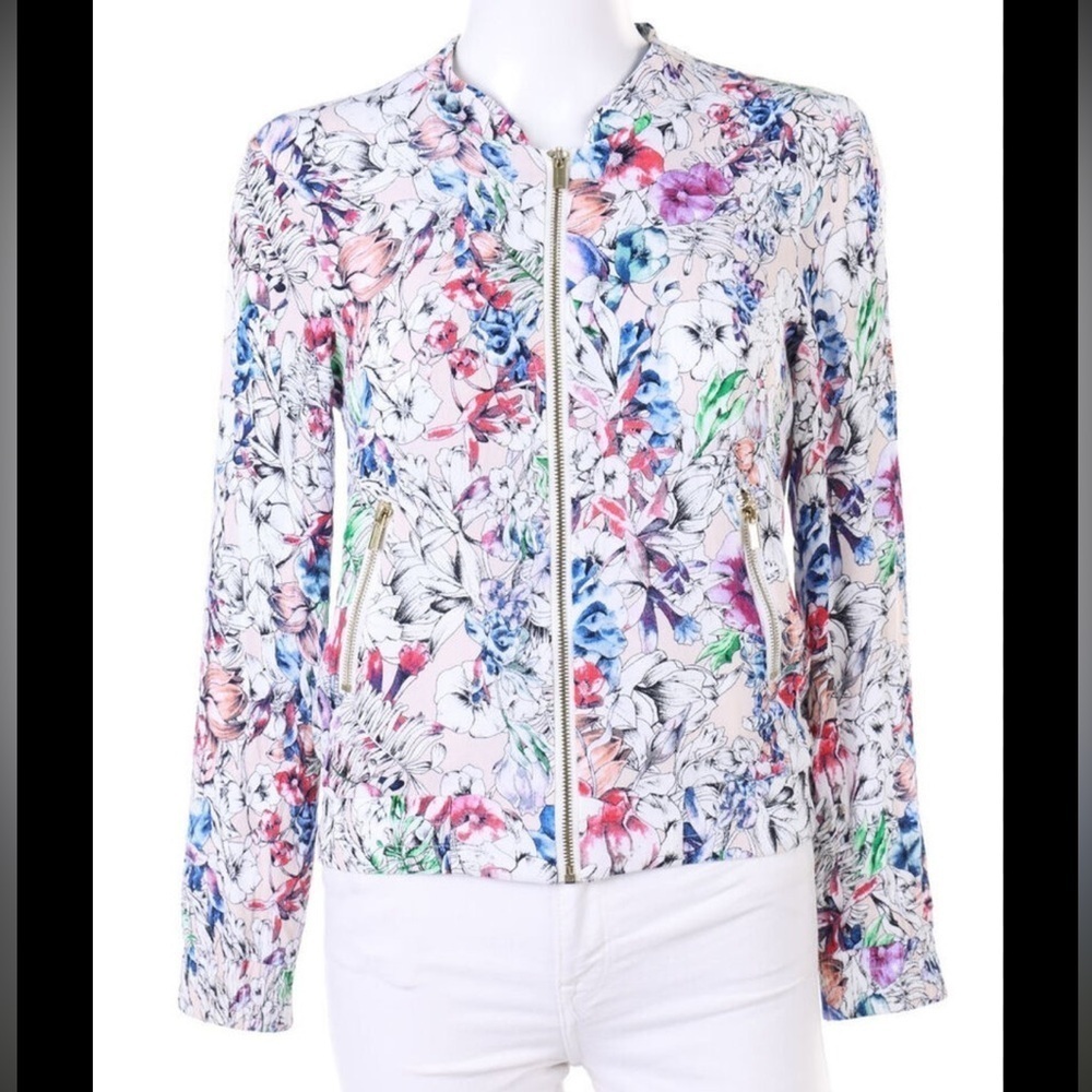 EU H&M Blouson Lightweight Floral Bomber Jacket